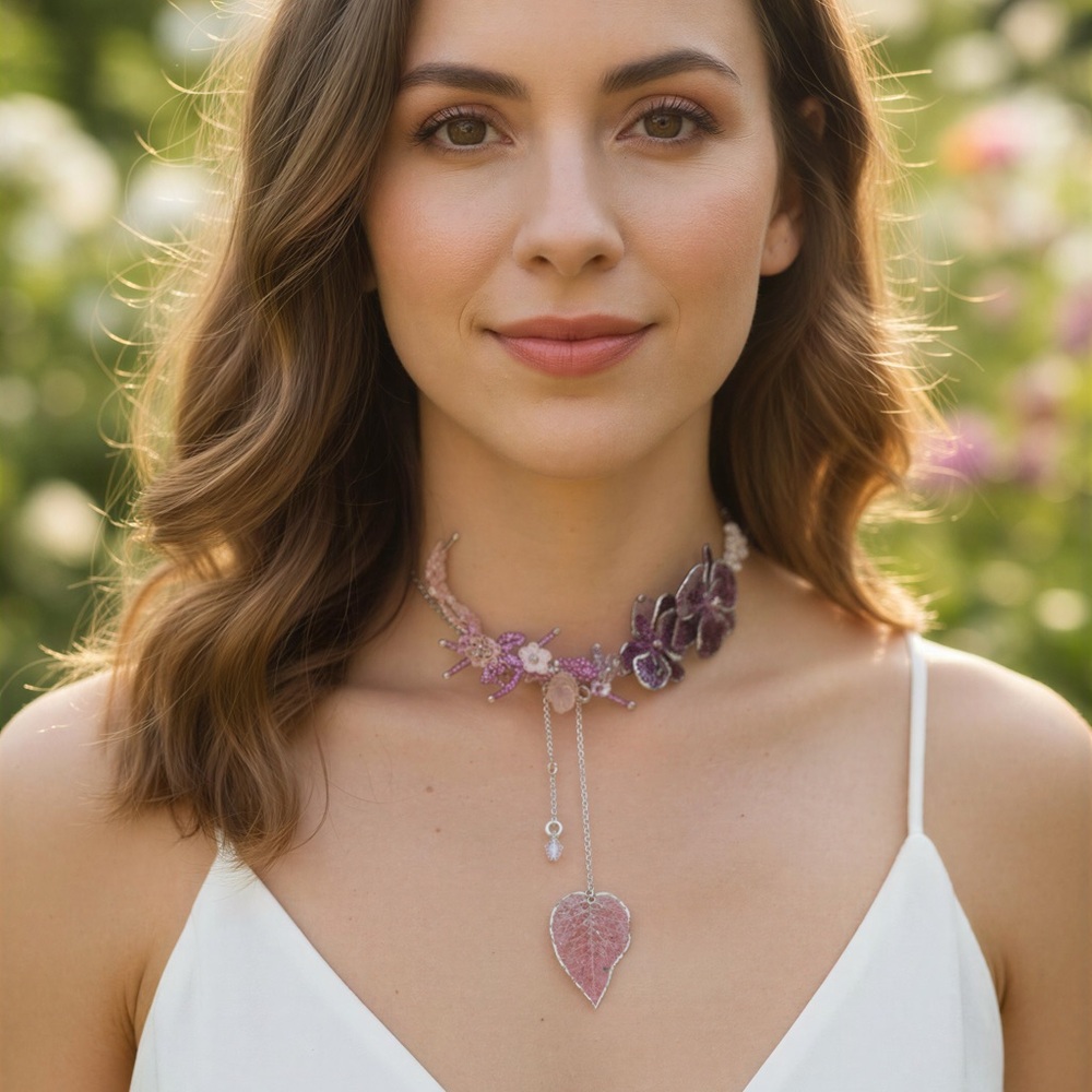 Elegant Purple Floral Necklace